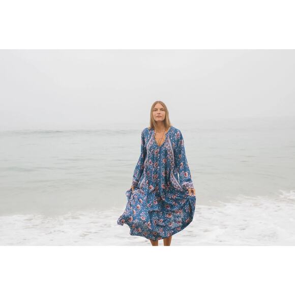 NATALIE MARTIN FIORE LIMITED EDITION VINTAGE FLOWERS AZURE MAXIDRESS XL - Picture 13 of 14